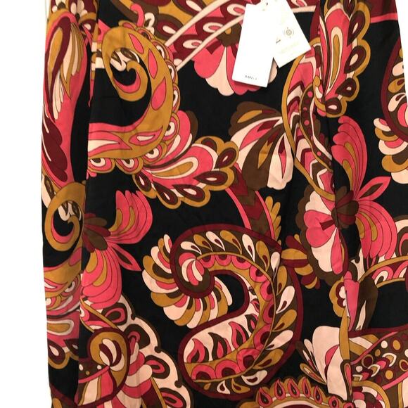 Mango Women's Blouse Top 3/4 Sleeve Round Neck Paisley Multi Size 0‎ NWT - Picture 2 of 9